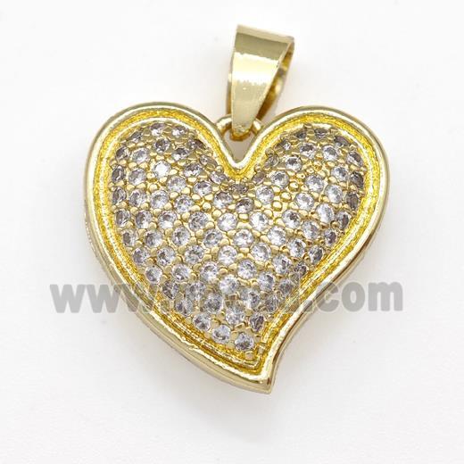 Copper Heart Pendant Micro Pave Zirconia Gold Plated