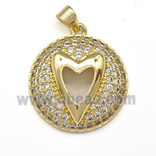 Copper Heart Pendant Micro Pave Zirconia Gold Plated