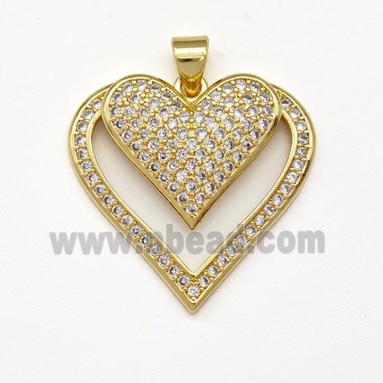 Copper Heart Pendant Micro Pave Zirconia Gold Plated