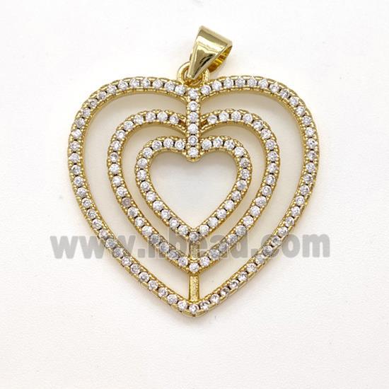 Copper Heart Pendant Micro Pave Zirconia Gold Plated