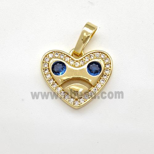 Copper Heart Pendant Micro Pave Zirconia Gold Plated