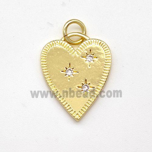 Copper Heart Pendant Micro Pave Zirconia Gold Plated