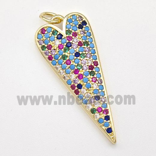 Copper Heart Pendant Micro Pave Zirconia Gold Plated