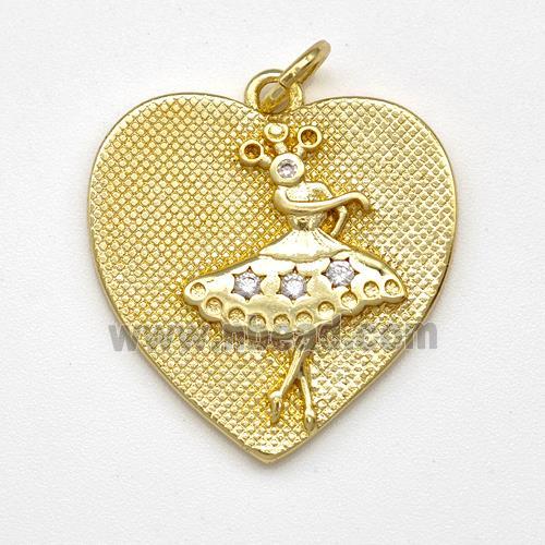 Copper Heart Pendant Micro Pave Zirconia Beauty Gold Plated