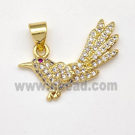 Copper Birds Pendant Micro Pave Zirconia Gold Plated