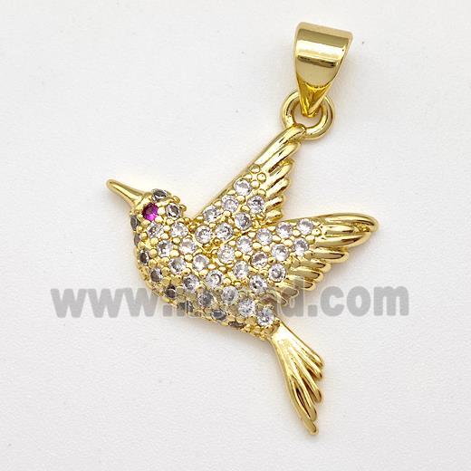 Copper Birds Pendant Micro Pave Zirconia Gold Plated