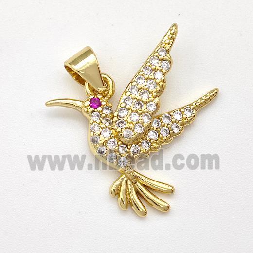 Copper Birds Pendant Micro Pave Zirconia Gold Plated