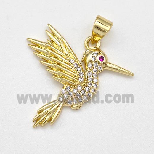 Copper Birds Pendant Micro Pave Zirconia Gold Plated