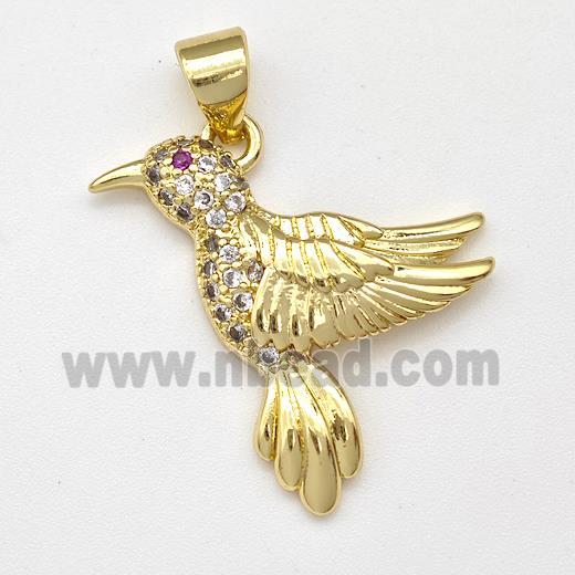 Copper Birds Pendant Micro Pave Zirconia Gold Plated