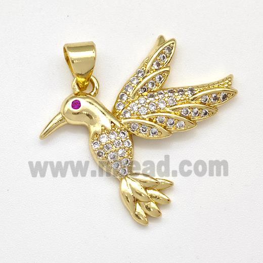 Copper Birds Pendant Micro Pave Zirconia Gold Plated