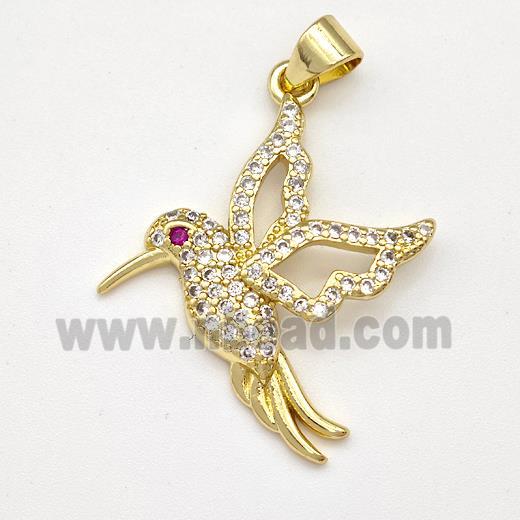 Copper Birds Pendant Micro Pave Zirconia Gold Plated