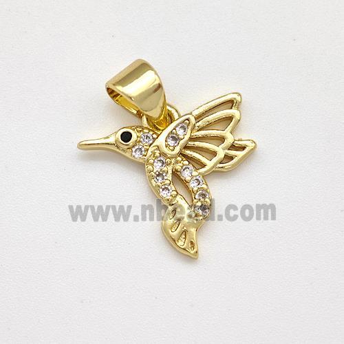 Copper HummingBirds Pendant Micro Pave Zirconia Gold Plated