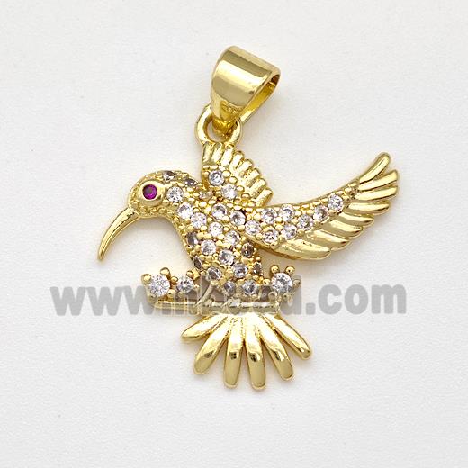 Copper Birds Pendant Micro Pave Zirconia Gold Plated