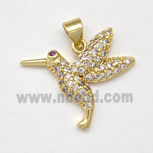 Copper Birds Pendant Micro Pave Zirconia Gold Plated