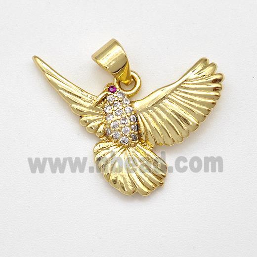 Copper Eagle Pendant Micro Pave Zirconia Bird Gold Plated