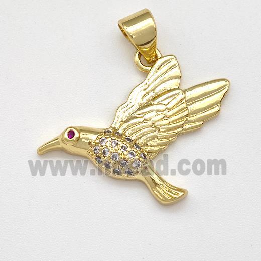 Copper Birds Pendant Micro Pave Zirconia Gold Plated