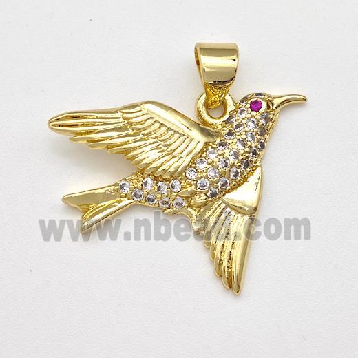 Copper Birds Pendant Micro Pave Zirconia Gold Plated