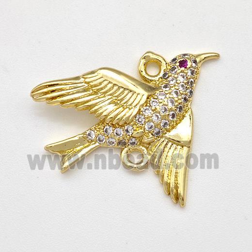 Copper Birds Connector Micro Pave Zirconia Gold Plated