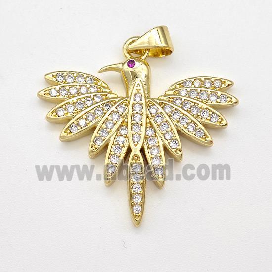 Copper Birds Pendant Micro Pave Zirconia Gold Plated