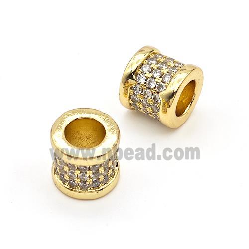 Copper Tube Beads Micro Pave Zirconia Large Hole Gold Plated