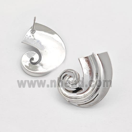 Copper Spiral Stud Earring Platinum Plated