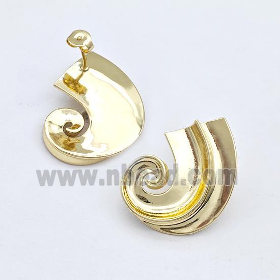 Copper Spiral Stud Earring Gold Plated