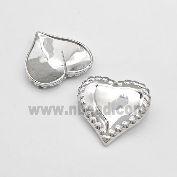 Copper Heart Stud Earrings Platinum Plated