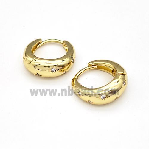 Copper Hoop Earrings Pave Zirconia Gold Plated