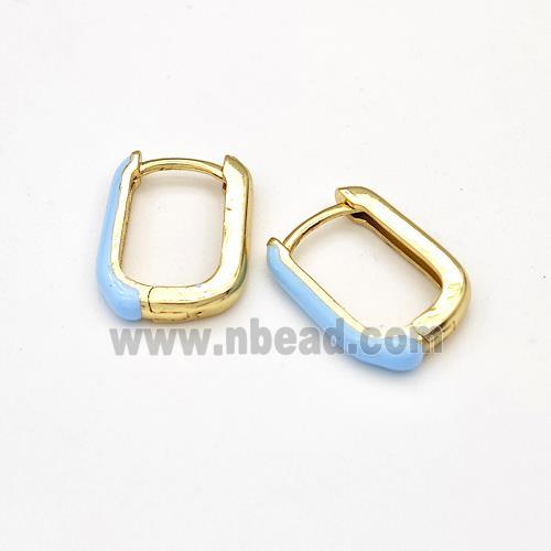 Copper Latchback Earrings Blue Enamel Gold Plated