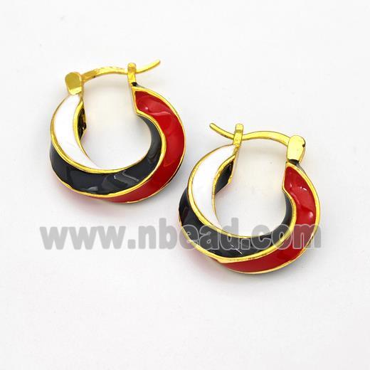 Copper Leaveback Earring Multicolor Enamel Gold Plated