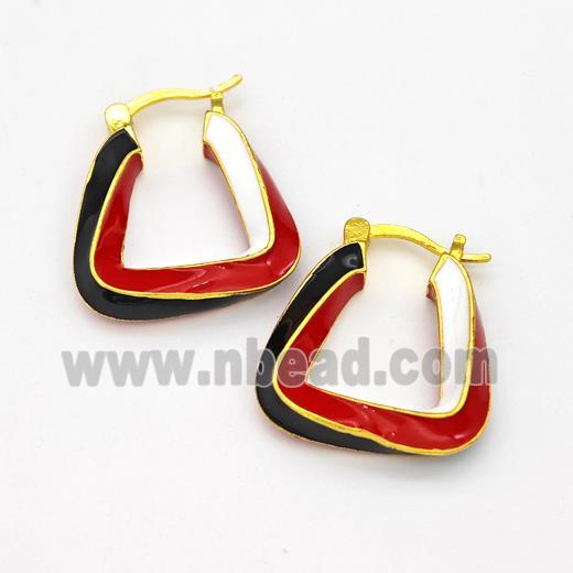 Copper Leaveback Earring Multicolor Enamel Gold Plated