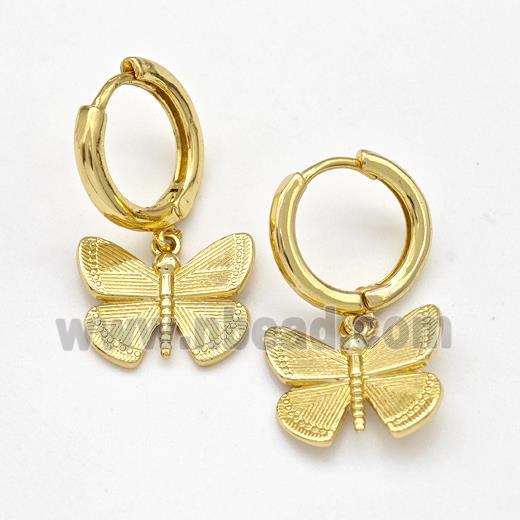 Copper Butterfly Hoop Earring Gold Plated