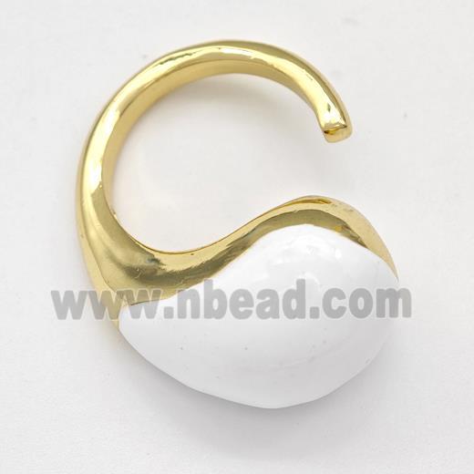 Copper Hook Earrings Hollow White Enamel Gold Plated