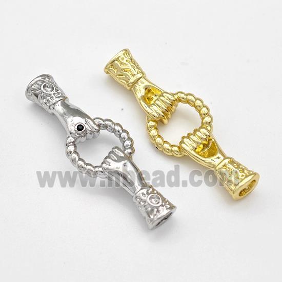 Copper Hand Connector Pave Zirconia Cord End Mixed