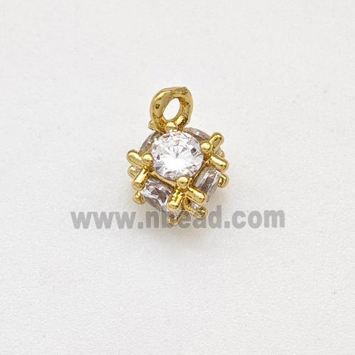 Copper Cube Pendant Pave Zirconia Gold Plated