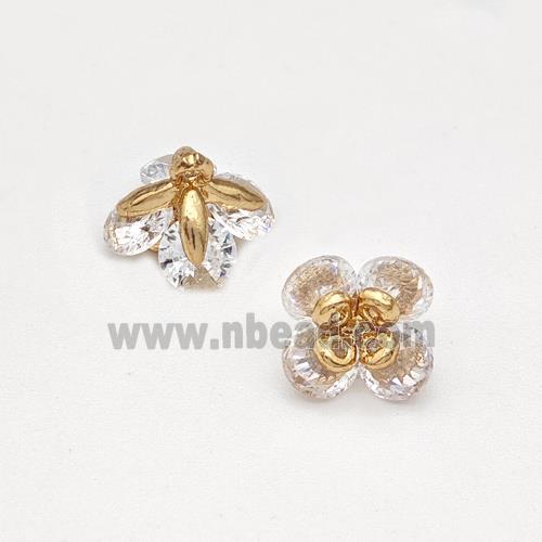 Copper Flower Pendant Pave Zirconia Gold Plated