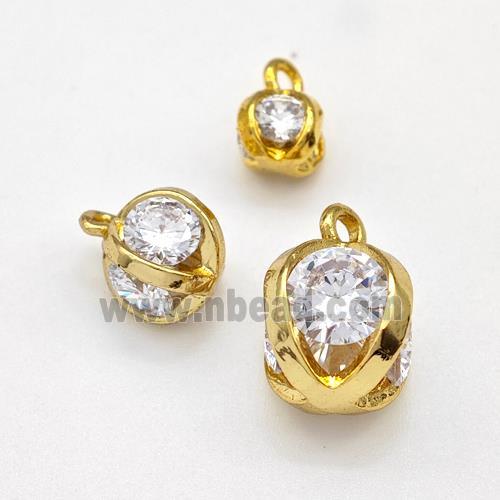 Copper Ball Pendant Pave Zirconia Gold Plated