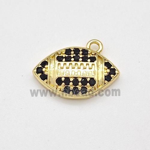 American Football Charms Copper Rugby Pendant Micro Pave Zirconia Sport Gold Plated