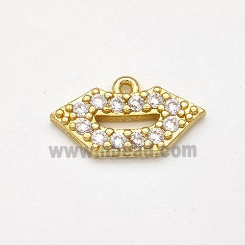 Copper Lips Pendant Pave Zirconia Gold Plated