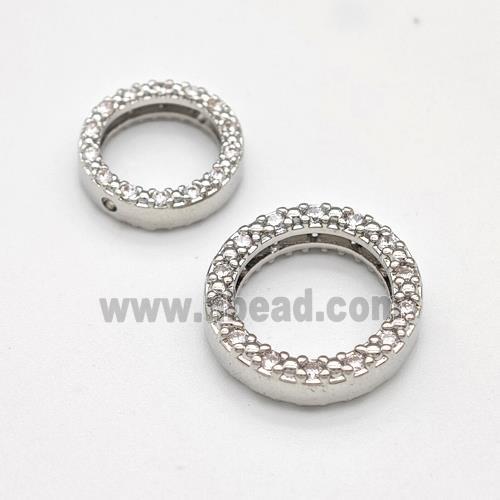 Copper Circle Beads Micro Pave Zirconia Platinum Plated