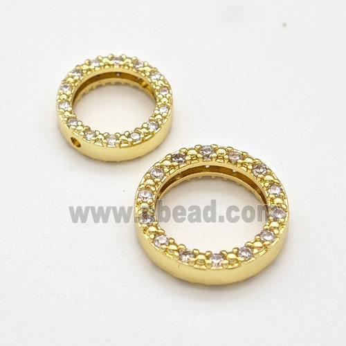 Copper Circle Beads Micro Pave Zirconia Gold Plated