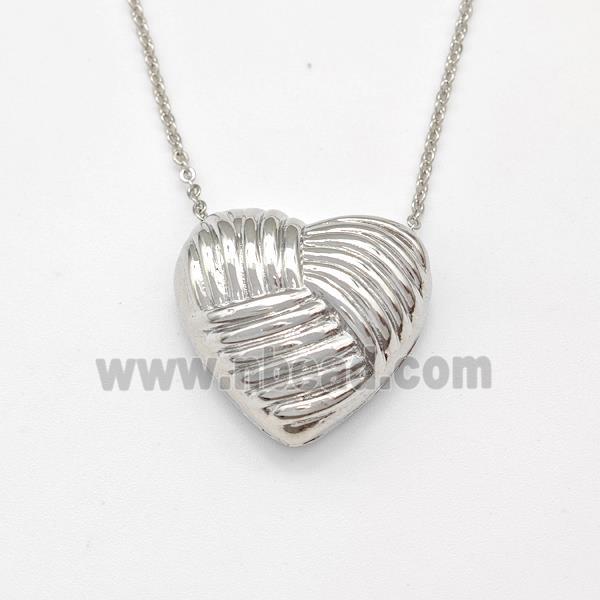 Copper Heart Necklace Platinum Plated