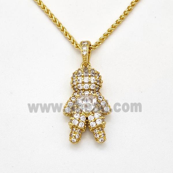 Copper Boy Kids Necklace Pave Zirconia Gold Plated