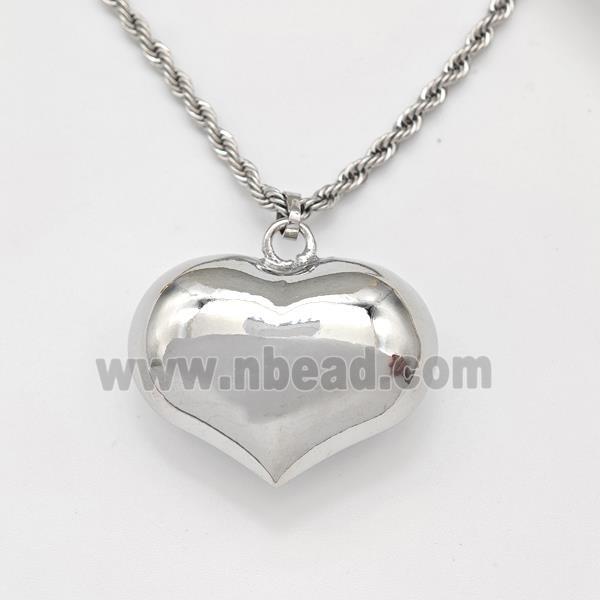 Copper Heart Necklace Platinum Plated