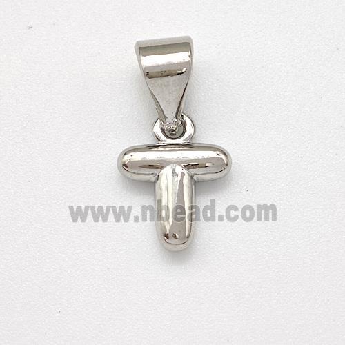 Copper Letter-T Pendant Platinum Plated