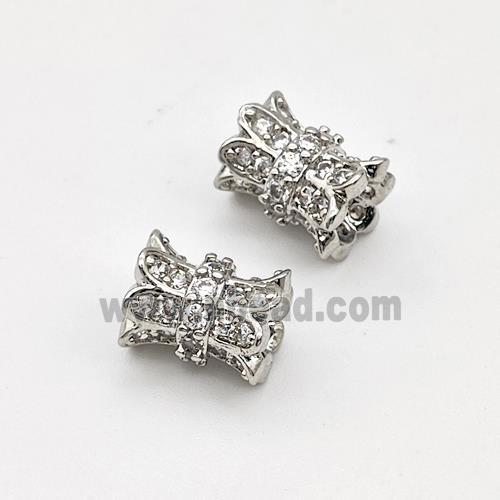 Copper Tube Beads Micro Pave Zirconia Platinum Plated