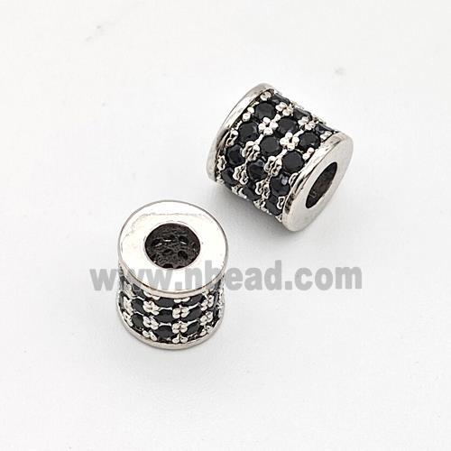 Copper Tube Beads Micro Pave Zirconia Large Hole Platinum Plated