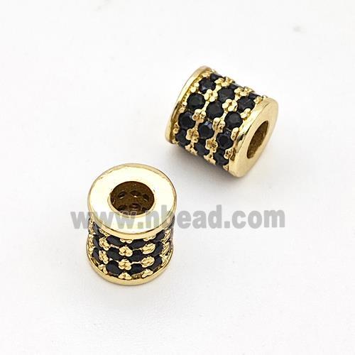 Copper Tube Beads Micro Pave Zirconia Large Hole Gold Plated