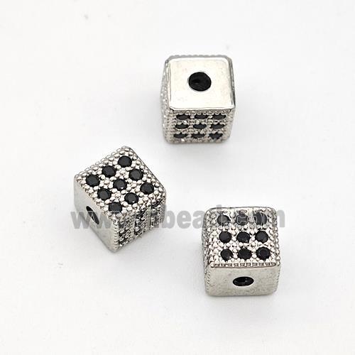 Copper Cube Beads Micro Pave Zirconia Platinum Plated