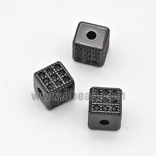 Copper Cube Beads Micro Pave Zirconia Black Plated